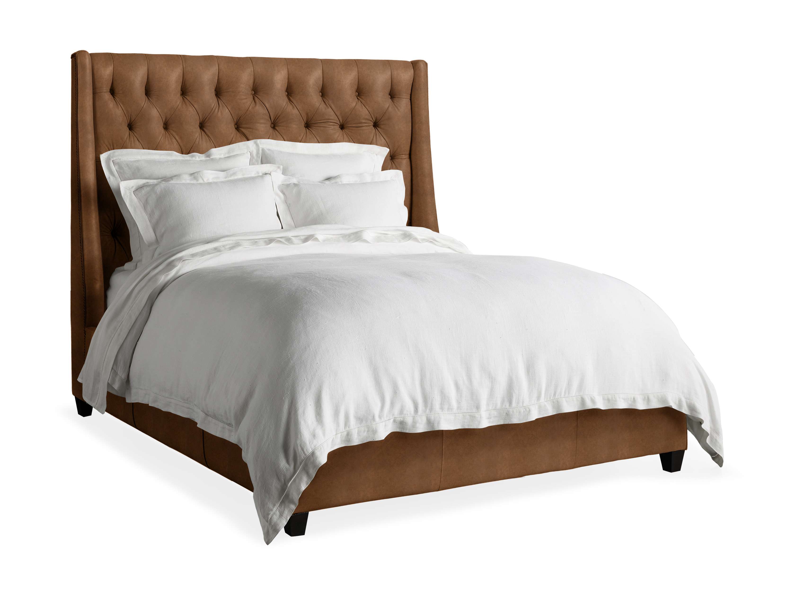 Luxury Devereaux Tufted Leather Bed Frame - Queen Size Upholstered Headboard for Bedroom - Perfect for Master Suite, Guest Room & Modern Home Decor