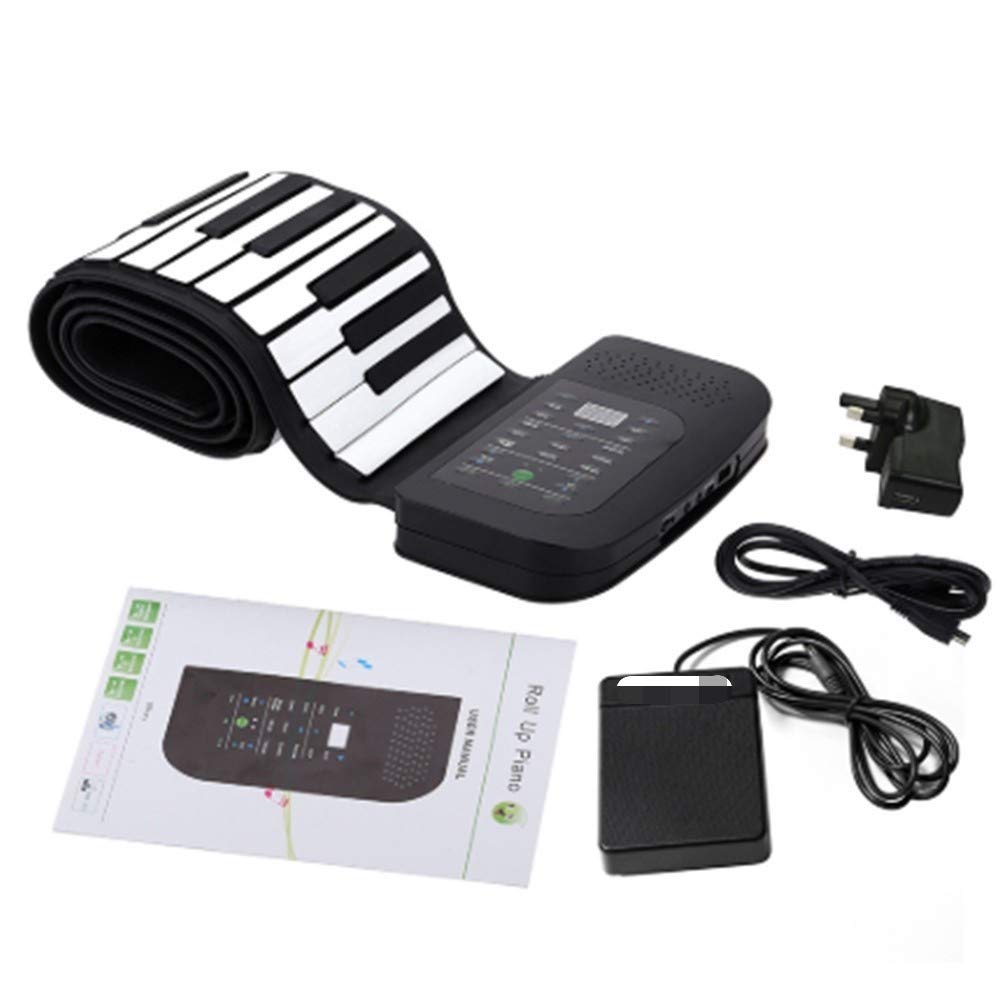 88-Key Roll Up Piano Portable USB Keyboard - Flexible Silicone Foldable Hand-Rolling Piano with Sustain Pedal - Perfect for Travel, Home Practice & Music Education