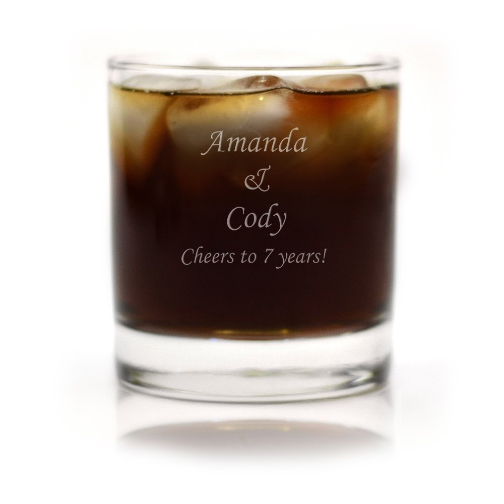 Custom Engraved Double-Sided Copper Periodic Table Rocks Glass - 7th Anniversary Gift for Science Lovers, Couples, Chemistry Enthusiasts - Perfect for Whiskey, Bourbon, Cocktail Drinking & Unique Home Bar Decor