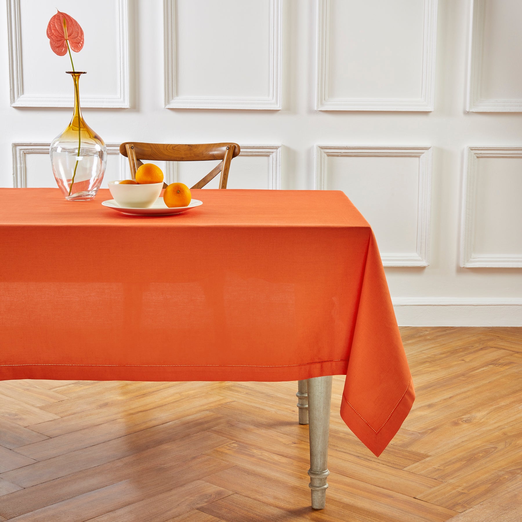 Premium Cotton Linen Hemstitch Tablecloth - Elegant Dining Table Cover for Home Decor, Parties & Special Occasions