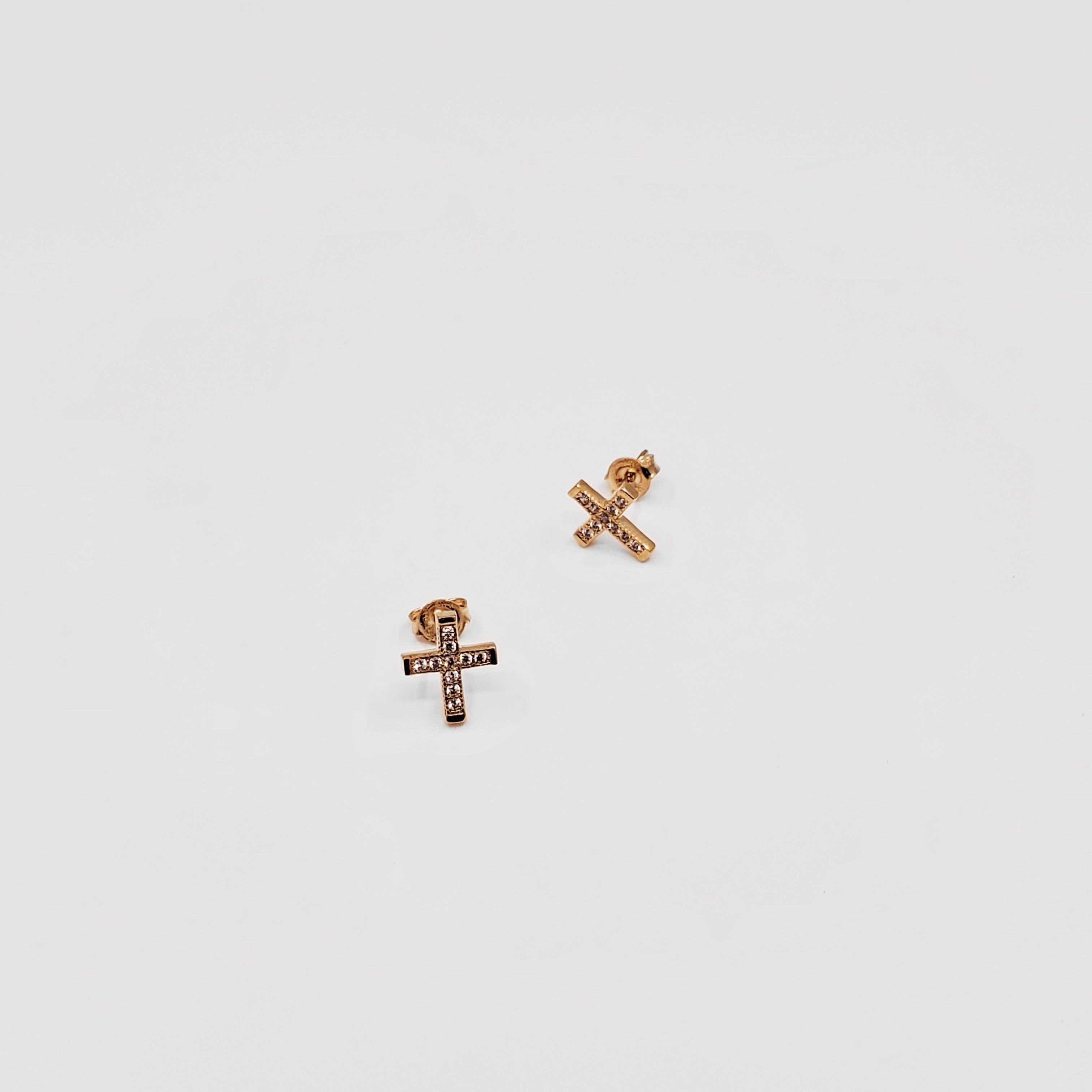 14K Gold Cross Stud Earrings for Women - Hypoallergenic Religious Jewelry - Perfect for Church, Weddings & Everyday Wear
