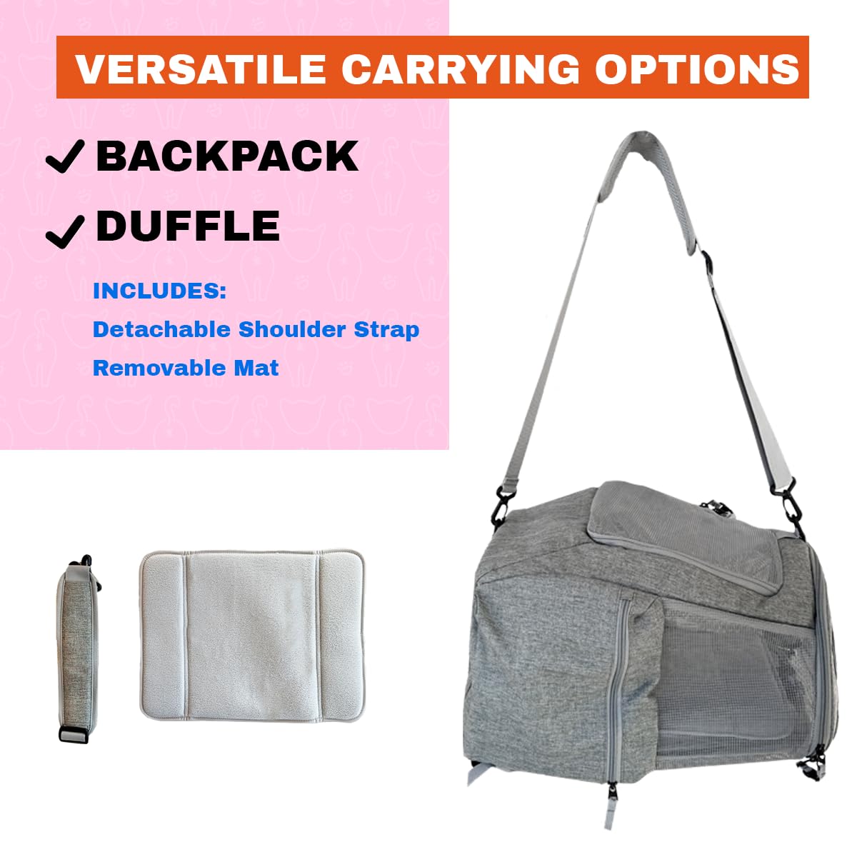 Premium Cat Backpack Carrier for Travel & Hiking - Breathable Grey Mesh Pet Carrier for Small, Medium & Large Cats up to 25 lbs - Side Pockets & Zipper Clips - Perfect for Vet Visits, Outdoor Adventures & Airplane Travel