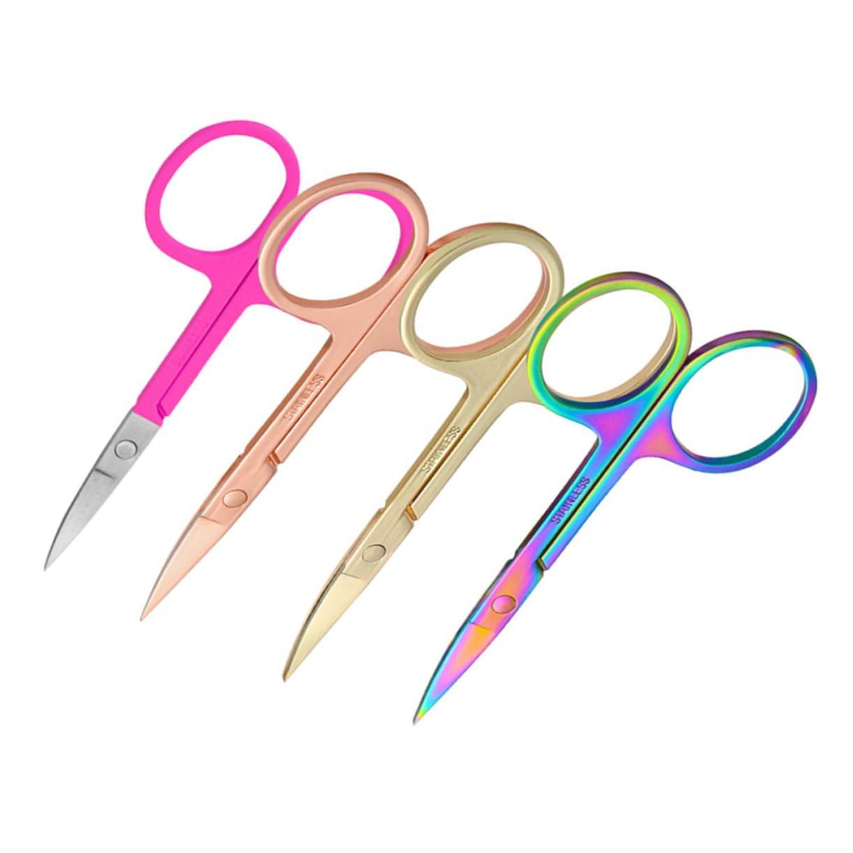 Hemoton 4-Piece Nose Hair & Eyebrow Scissors Set - Professional Stainless Steel Beauty Grooming Scissors for Men & Women - Perfect for Eyebrow Trimming, Nose Hair Removal, and Makeup Application