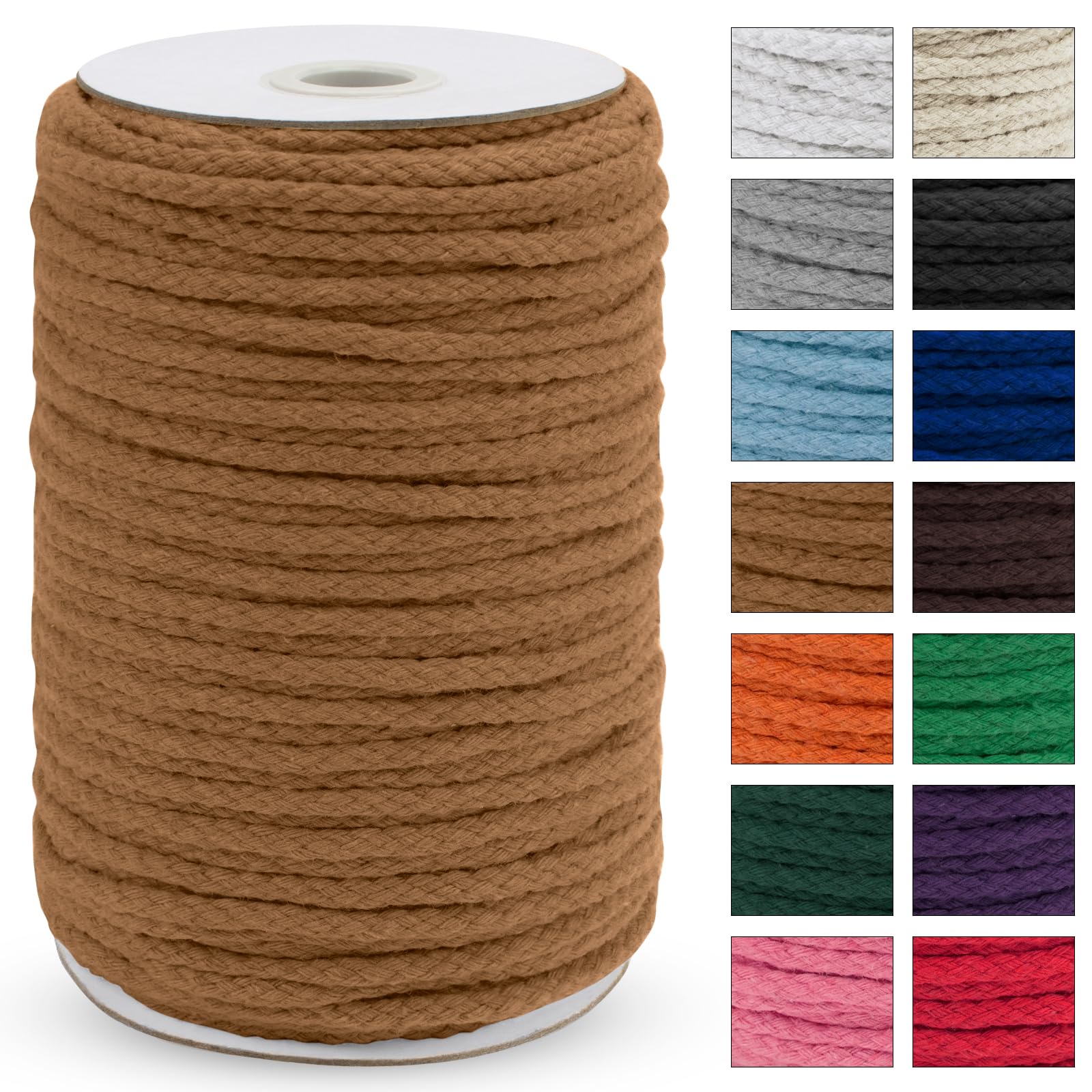 JeogYong 5mm x 295ft Natural Cotton Macrame Rope - 8-Strand Braided Cord for DIY Crafts, Plant Hangers, Wall Decor, Dream Catchers & Garden Projects | Perfect for Home Decor, Boho Style & Handmade Gifts