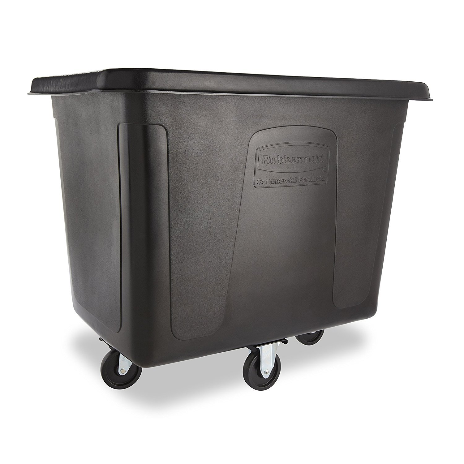 Rubbermaid Commercial Heavy-Duty Cube Basket Truck with Wheels - 500 lbs Capacity, Rectangular Black Utility Cart for Laundry, Waste, Trash & Heavy Materials - Ideal for Warehouses, Restaurants & Industrial Use