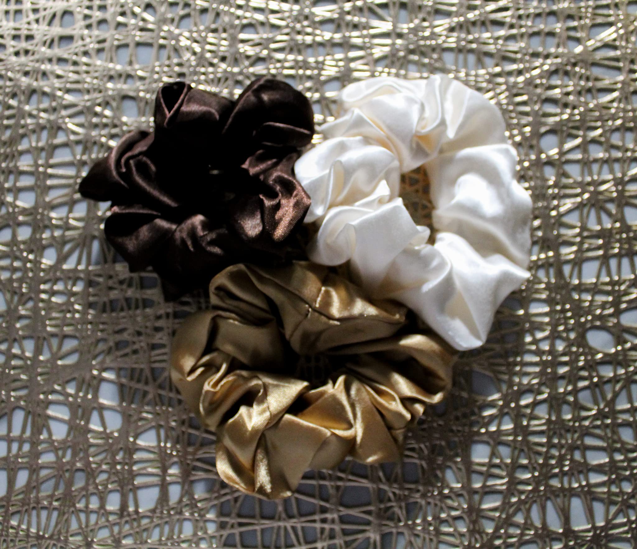 3-Pack Silk Blend Hair Scrunchies - Gentle on Hair, Prevents Breakage & Damage - Perfect for Workouts, Yoga, and Everyday Styling