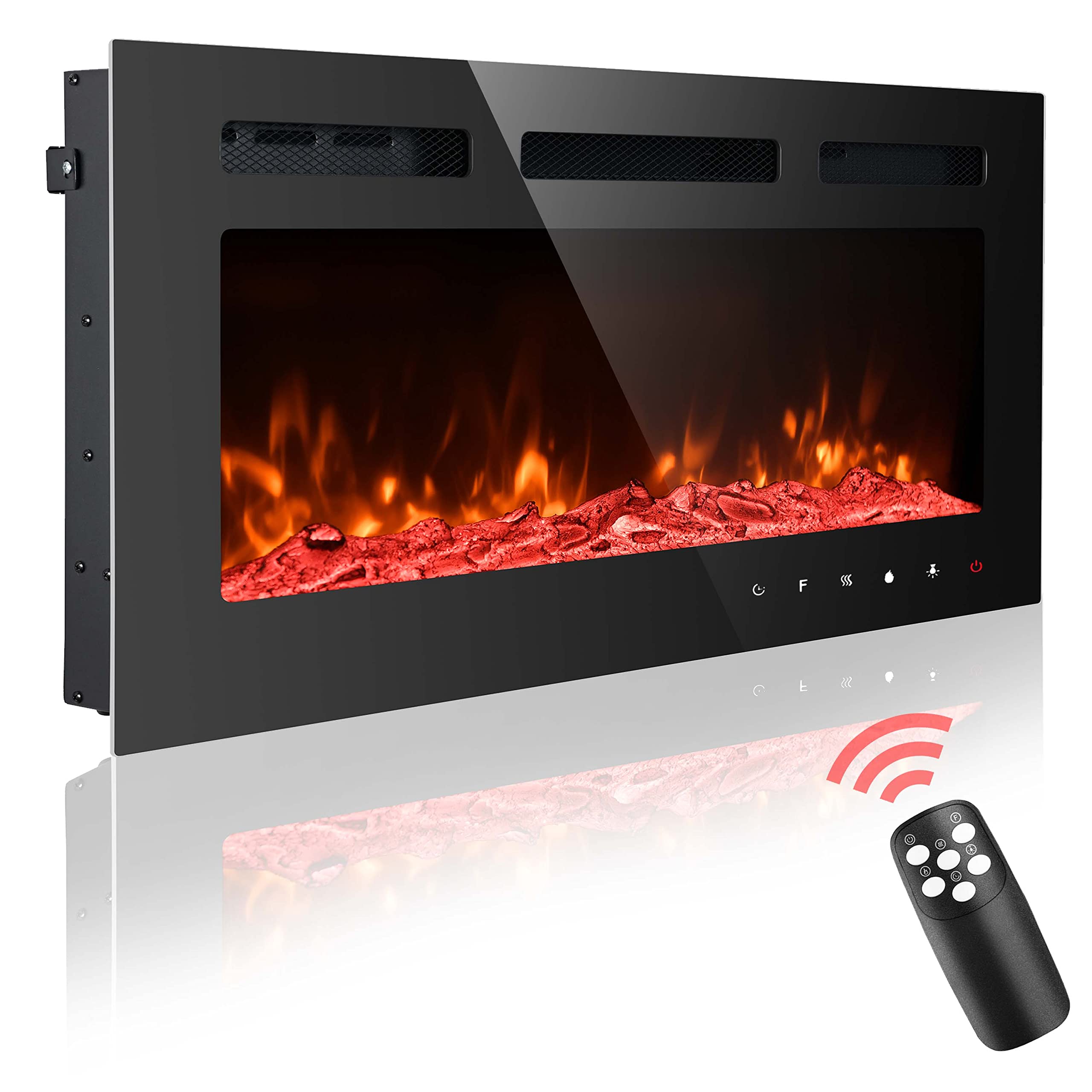 36 Inch Electric Fireplace Insert - Wall Mounted with 12 Flame Colors, Remote Control & Timer - Perfect for Living Room, Bedroom, and Office Heating