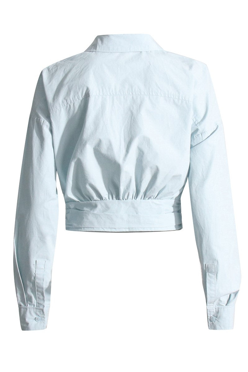Amira Asymmetric Shirt for Women - Blue Long Sleeve Button Down Blouse - Perfect for Office Wear, Casual Outfits & Date Nights