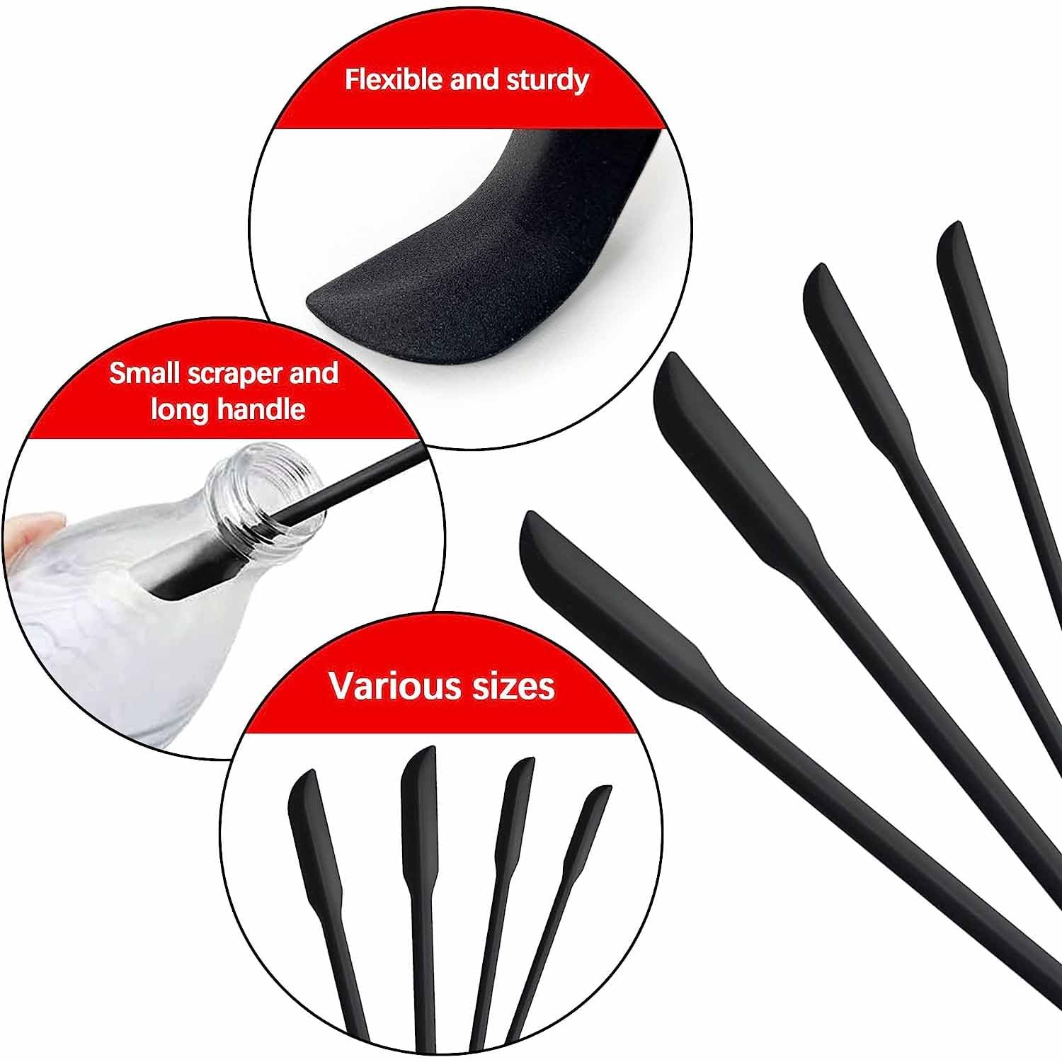 TGOPIT Silicone Spatula Set - Mini Makeup & Kitchen Scraper for Bottles, Jars & Lotion - Thin Rubber Spatula for Women & Girls - Perfect for Beauty Products, Cosmetics & Food Containers - Great for Travel, Home & Salon Use