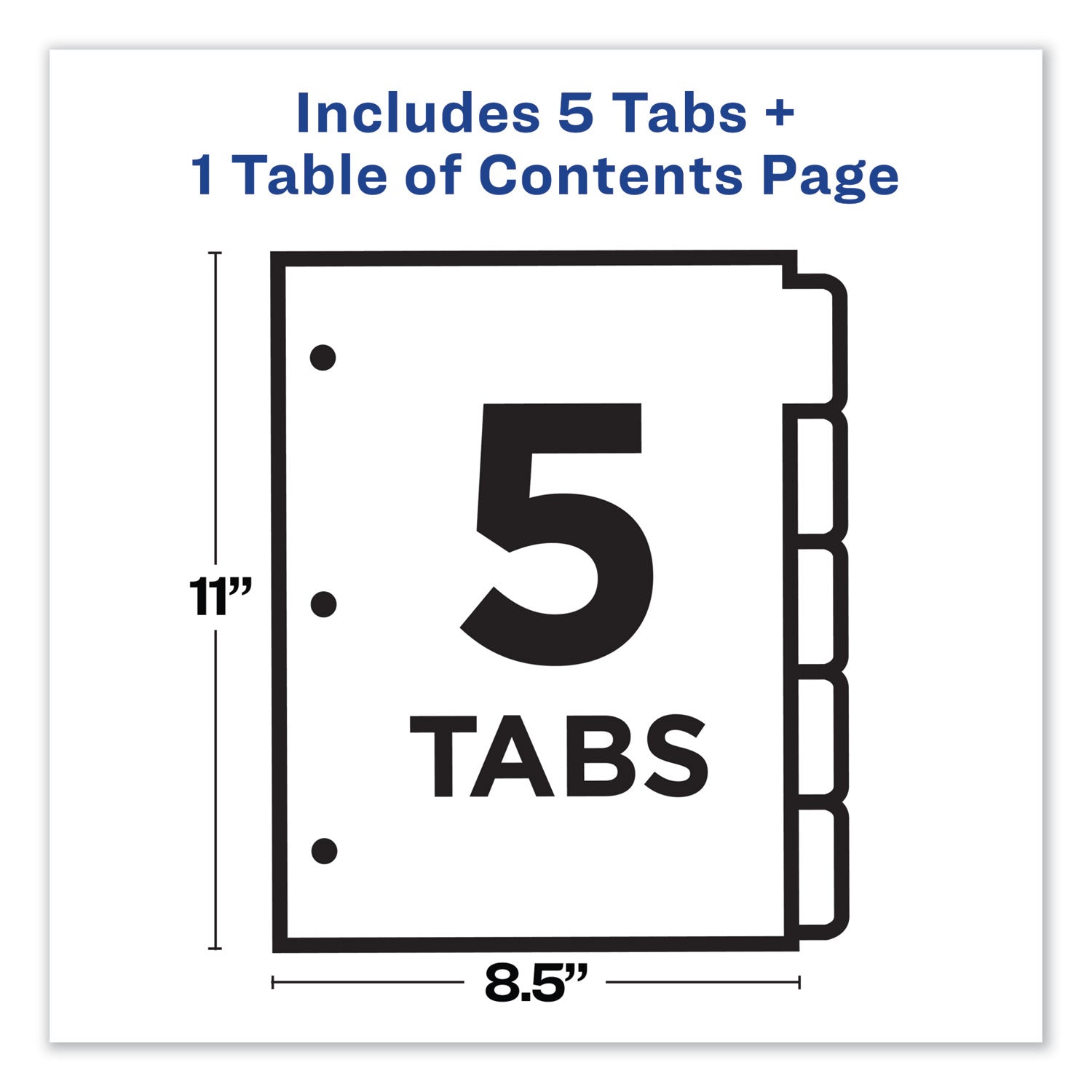 Avery Customizable TOC Ready Index Multicolor Tab Dividers - 5 Tabs (1-5), 11 x 8.5 Inches, White with Traditional Color Tabs - Perfect for Office Organization, School Binders & Document Filing Systems
