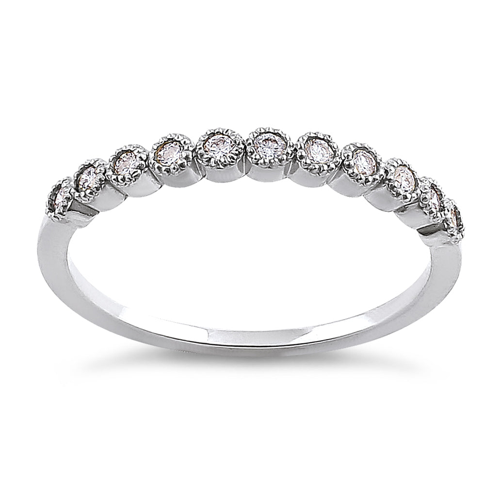 14K White Gold Classic Row Diamond Ring for Women - Elegant Stackable Wedding Band, Anniversary Gift, or Everyday Jewelry - Perfect for Engagements, Proposals & Special Occasions
