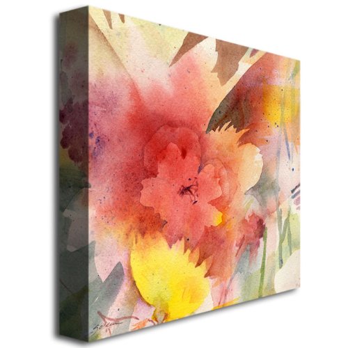 Hibiscus Shadow by Sheila Gold Ornate Frame - 35x35 Inches Canvas Wall Art for Living Room, Bedroom & Office Decor