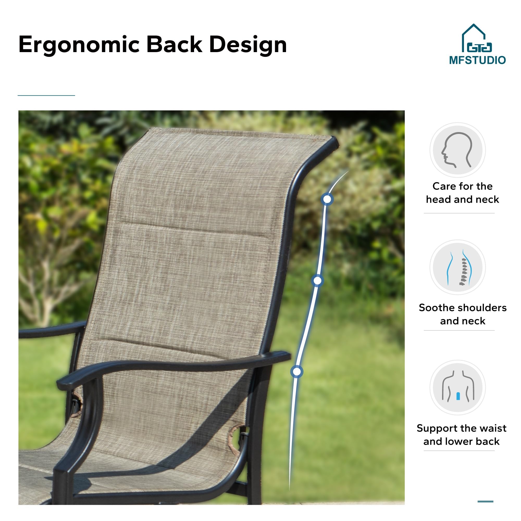 MFSTUDIO Patio Dining Chairs Set of 2 - 42