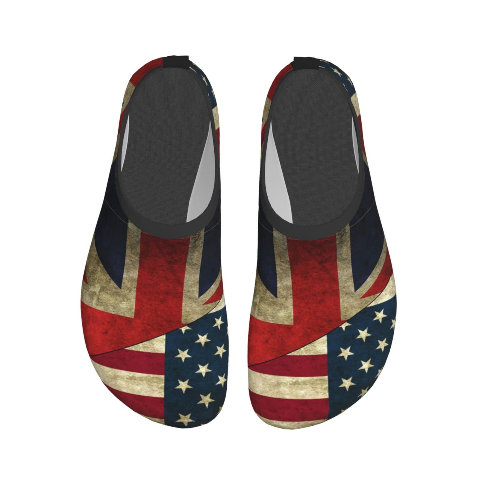 US & UK Flag Water Shoes for Men & Women - Quick-Dry Barefoot Aqua Shoes for Outdoor Exercise, Beach, Pool, Water Sports & Summer Activities