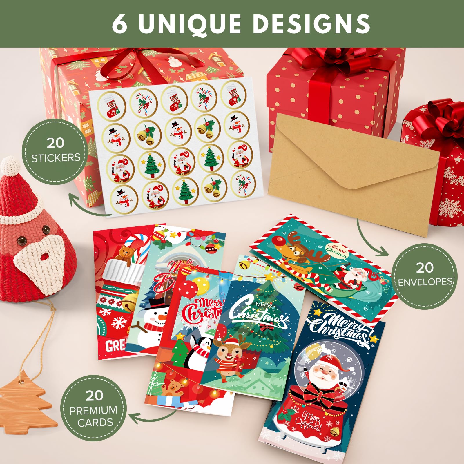 20 Pack Christmas Money Cards with Envelopes - Holiday Cash, Check & Gift Card Holders - Perfect for Gifting, Stocking Stuffers & Office Exchanges