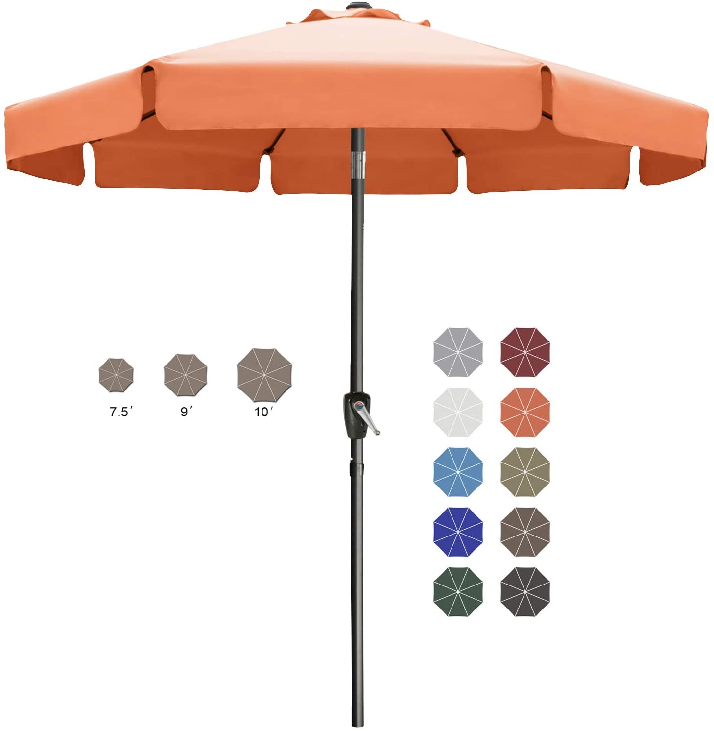 ABCCANOPY 7.5FT/9FT/10FT Outdoor Market Umbrella with Tilt & Crank - Heavy Duty Patio, Poolside, Beach, and Garden Shade Solution
