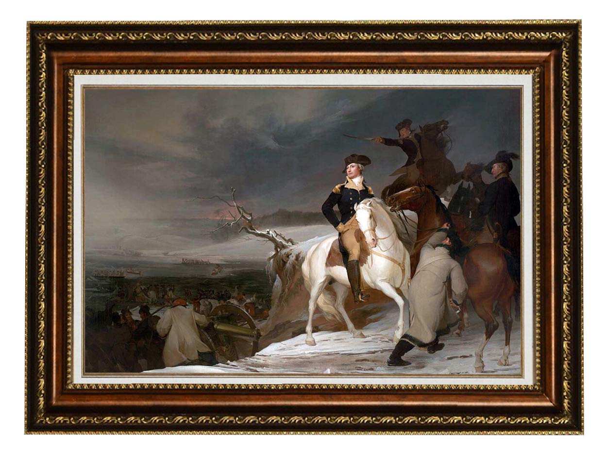 ELITEART Washington The Passage of the Delaware by Thomas Sully - Premium Framed Oil Painting Reproduction Giclee Wall Art Canvas Print (41x29 Inches) - Perfect for Living Room, Office Decor & Gift