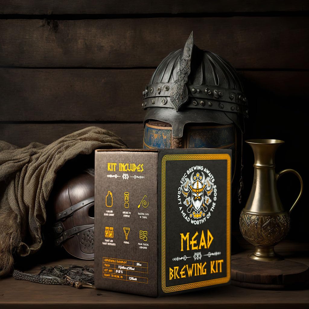 Viking Inspired 1 Gallon Honey Wine Brewing Kit - Reusable Mead Making Starter Set for Home Brewing | Perfect for DIY Enthusiasts & Medieval-Themed Parties