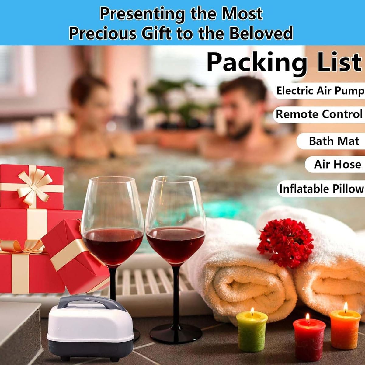 **Inflatable Bathtub Bubble Massage Mat - Portable Adult Spa Bathtub with Built-in Wavemaker & Air Pump, Adjustable Bubble Settings, Foldable for Easy Storage - Perfect for Home Relaxation, Spa Days & Hydrotherapy**
