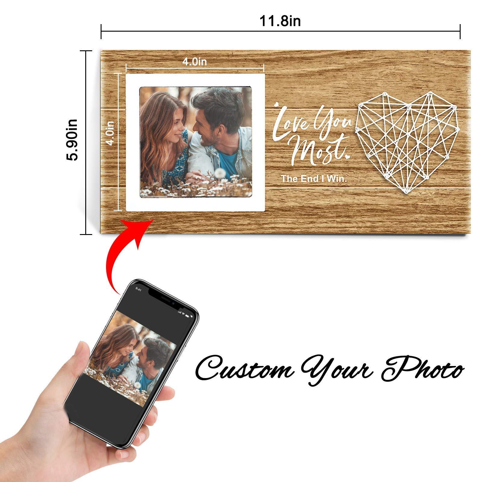 Custom Personalized Picture Photo Frames - Unique Couples Gifts for Valentine's Day, Anniversary & Birthday - Wall & Table Decor for Home, Office & Wedding