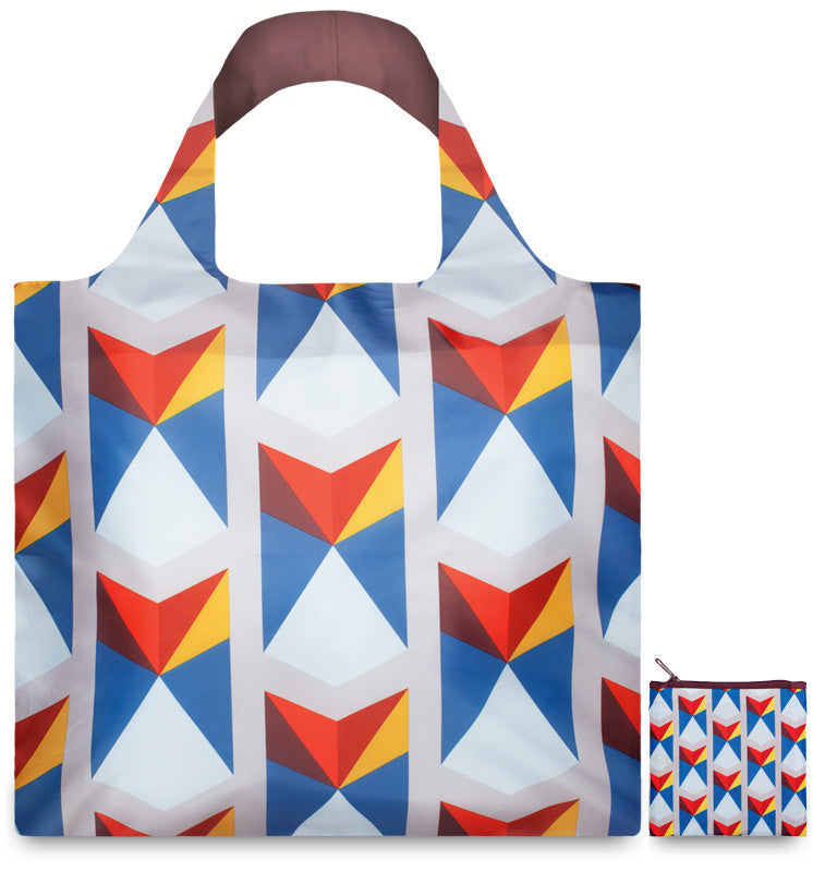 LOQI GEOMETRIC Collection Tote Bag - Stylish Reusable Shopping Bag for Women & Men - Perfect for Groceries, Beach, Travel & Work (Eco-Friendly Foldable Design)