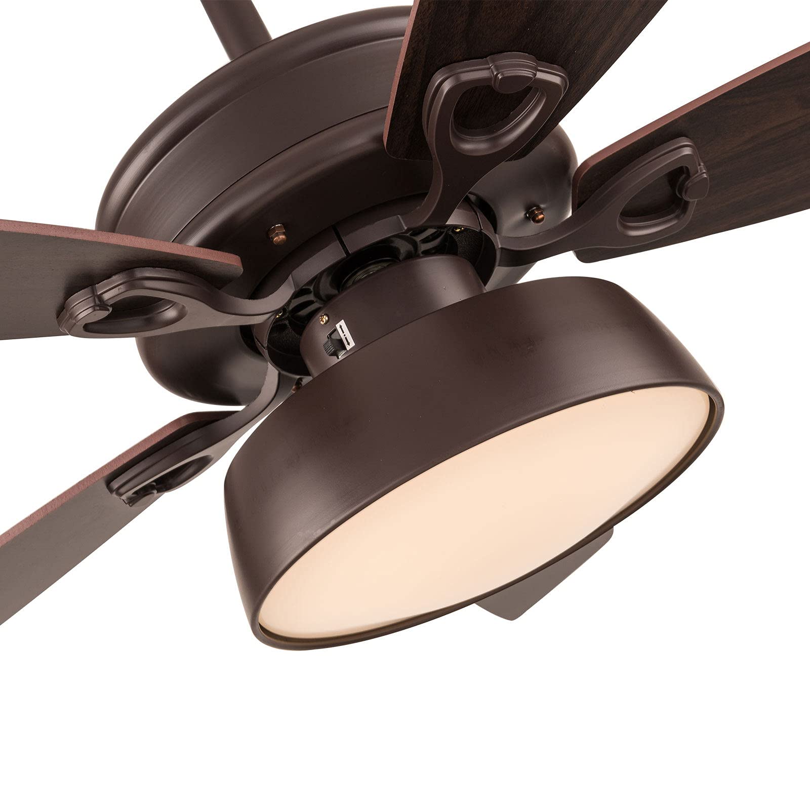 52 Inch Low Profile Ceiling Fan with Light Kit & Remote Control - 5 Reversible Blades, 3 Lights, 3 Speeds - Oil Rubbed Bronze Finish - Perfect for Bedroom, Living Room, Office & Indoor Spaces