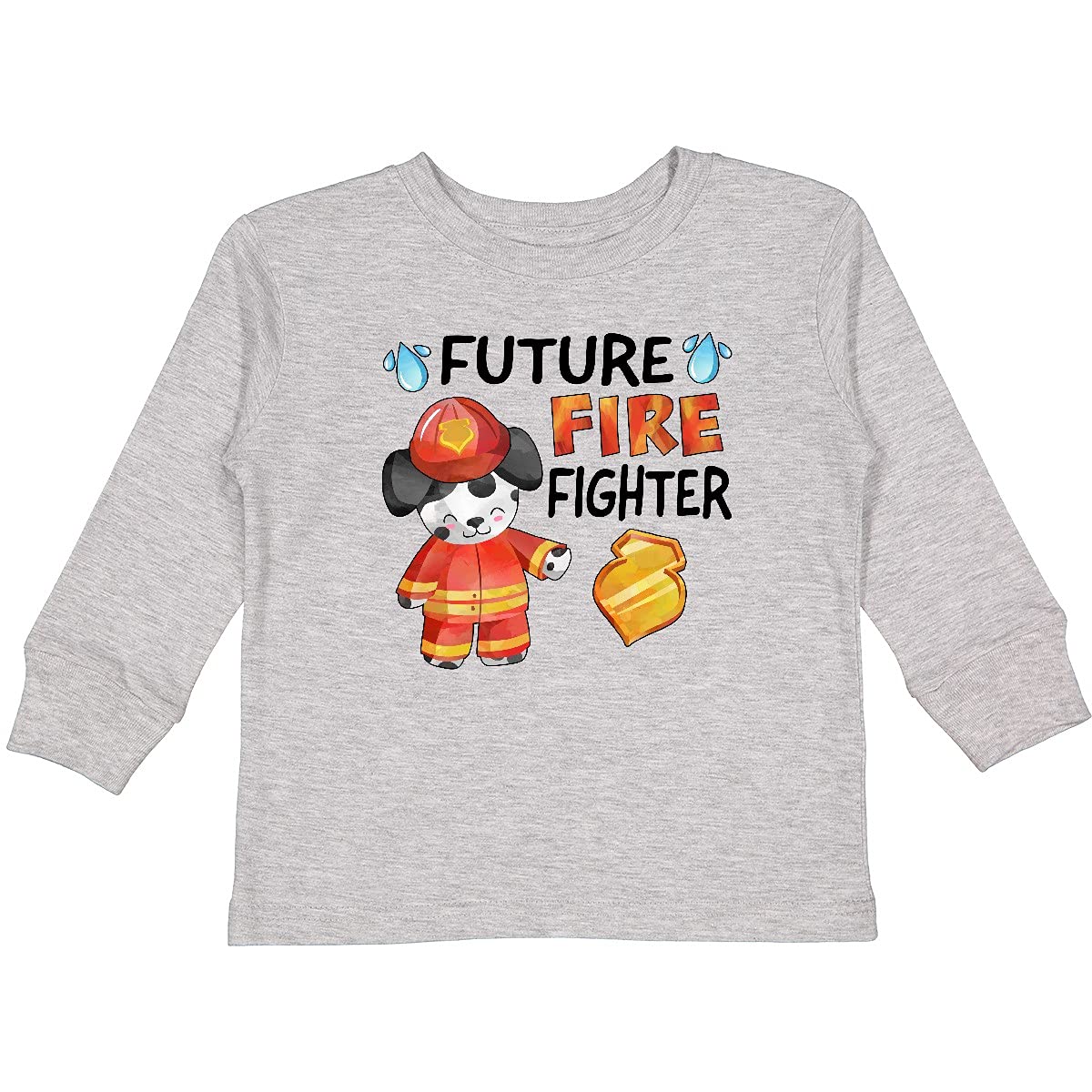 Future Fire Fighter Toddler Long Sleeve T-Shirt with Cute Dalmatian - Perfect for Fire Station Visits, Role Play & Kids Birthday Parties