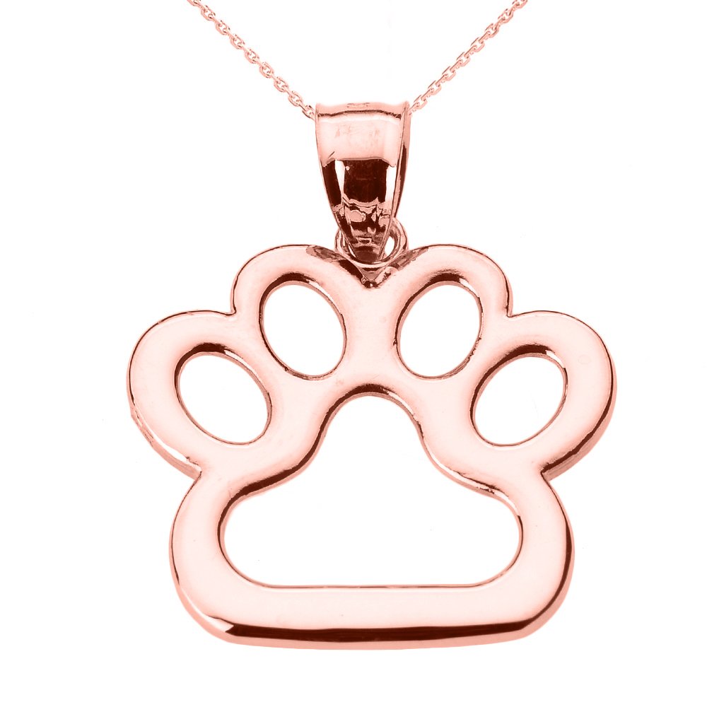 14K Rose Gold Dog Paw Print Pendant Necklace for Women - Dainty Pet Lover Jewelry Gift for Dog Moms, Best Friends & Animal Lovers - Perfect for Everyday Wear, Special Occasions & Memorial Keepsakes