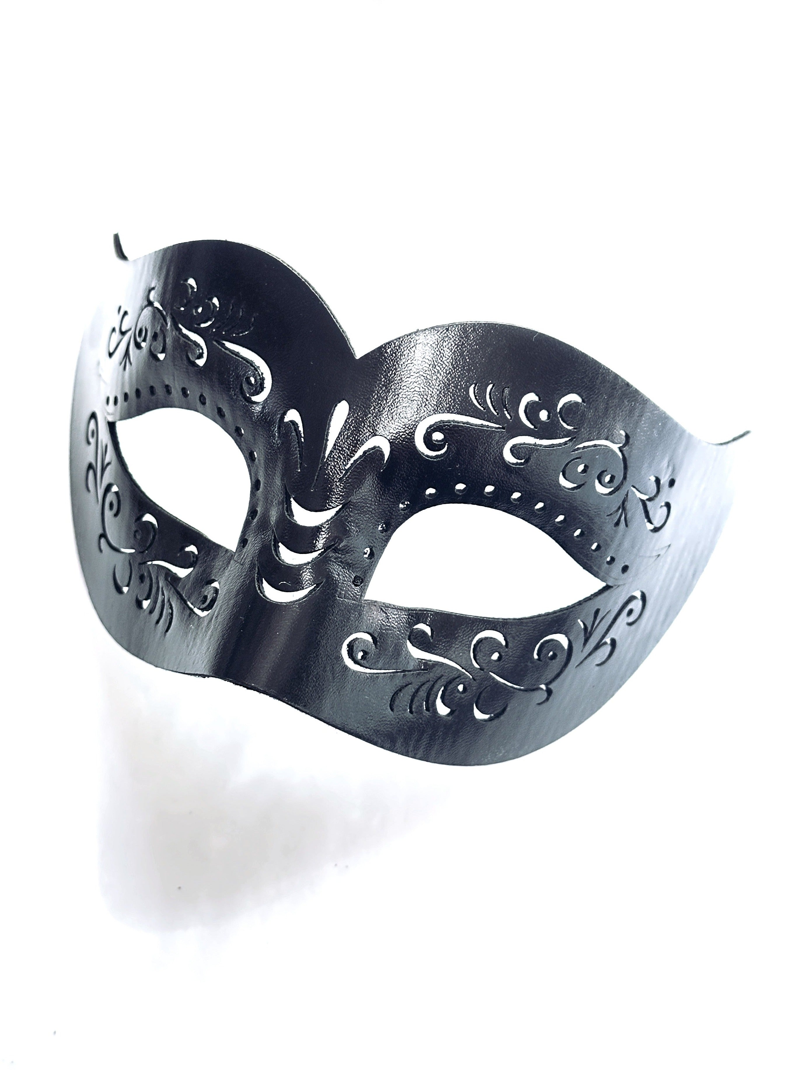 Vegan Leather Heart Mask - Black | Stylish & Cruelty-Free Face Covering for Parties, Cosplay & Everyday Wear