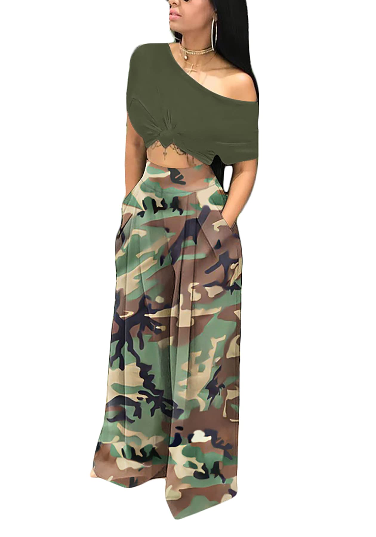 Voghtic Women's High Waist Wide Leg Lounge Pants - Striped Print Palazzo Pants for Casual Wear, Clubwear & Relaxing at Home