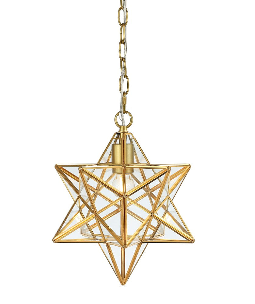 Stellaa 12-Pack Moravian Star LED Pendant Lights - Metal & Clear Glass Christmas Decor for Home, Church, and Holiday Party Decorations