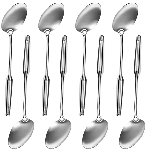 YBM HOME Stainless Steel Cooking Spoon Set - 8 Pack Solid Silver Coated Large Serving Utensils 14 Inch for Kitchen, Cooking, Baking & Serving | Durable & Elegant for Restaurants, Catering & Home Use