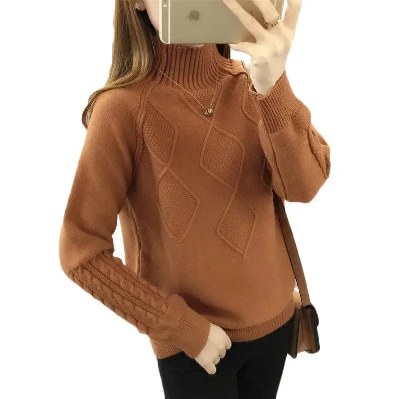 Argyle Turtleneck Sweater for Women - Soft Knit Winter Pullover with Diamond Pattern - Perfect for Office Wear, Christmas Parties & Cozy Winter Outfits