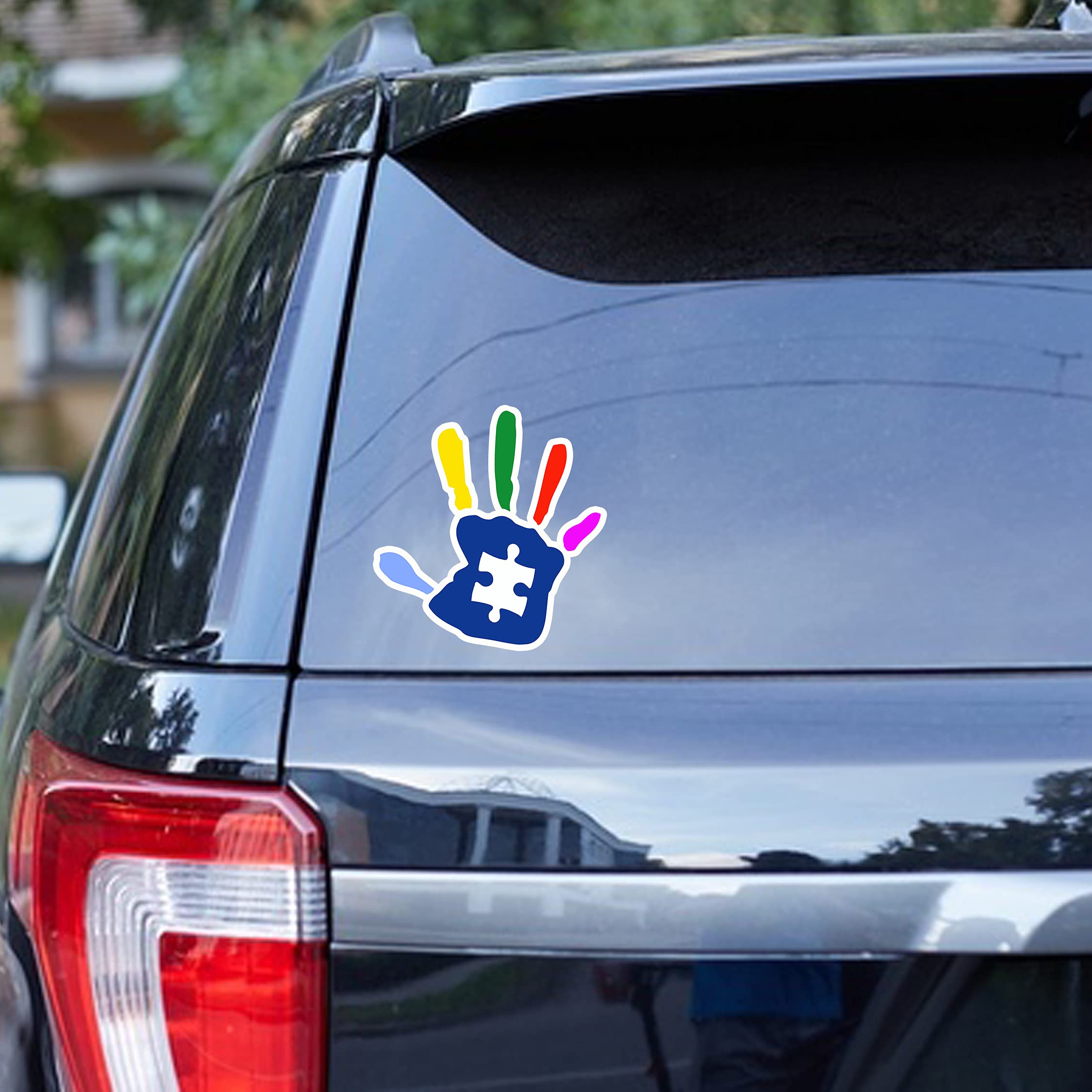 Autism Awareness Car Sticker - Hand Puzzle Vinyl Decal for Vehicles, Windows, Laptops, Notebooks | Waterproof 5