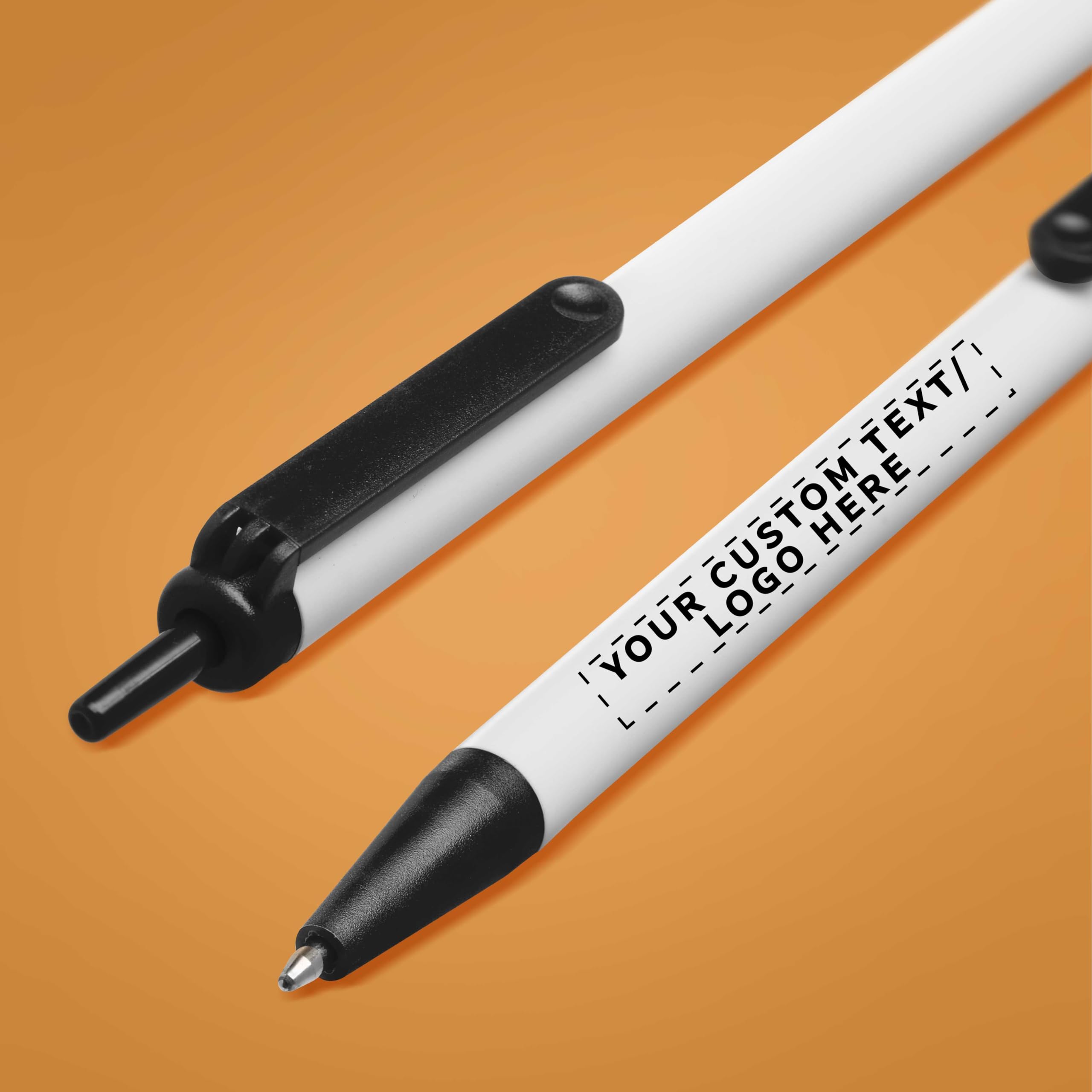 10 Pack Retractable Pens with Custom Text & Logo - Slim Barrel Black Ink Pens for Office, School, Business Promotions - Bulk Promotional Pens for Branding, Giveaways & Corporate Gifts