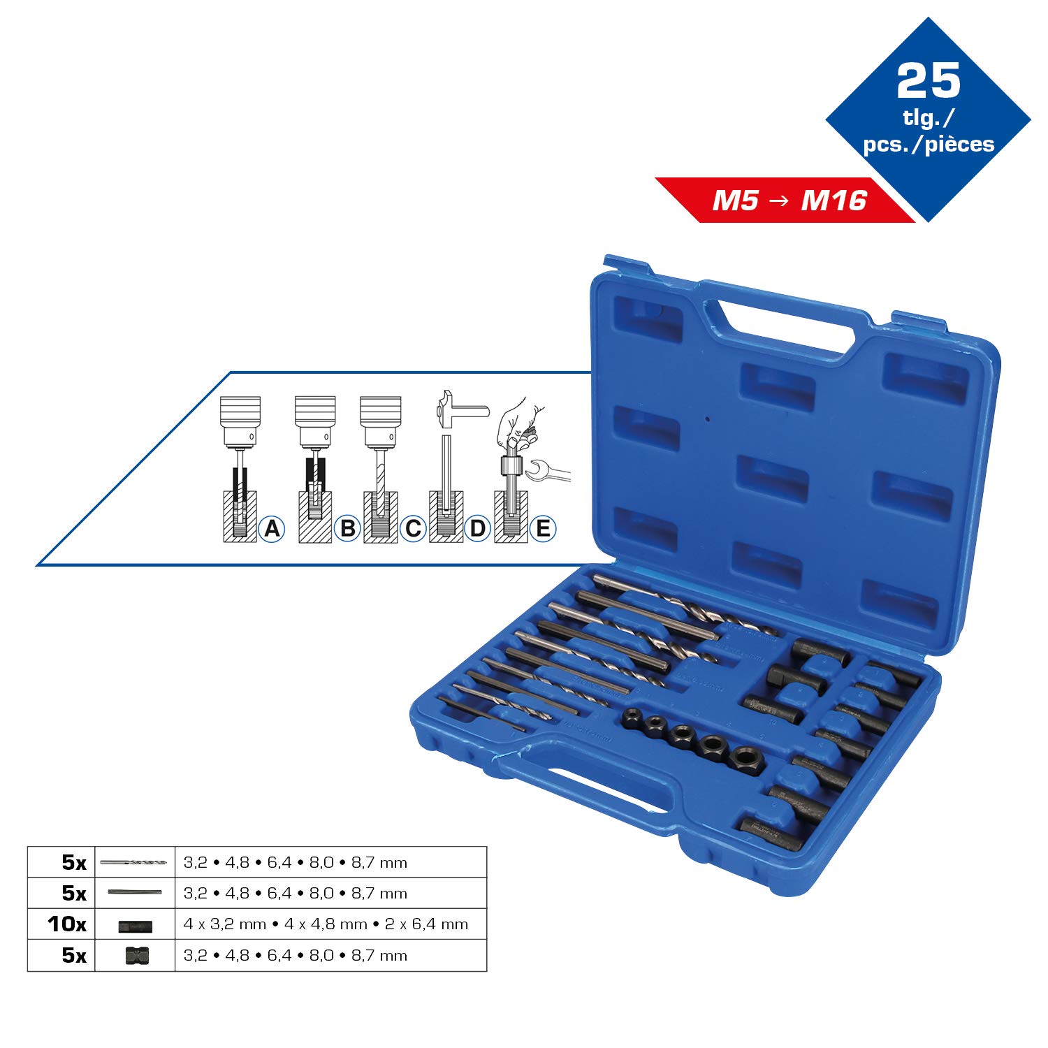 BT541900 Screw Extractor Set 25pcs - Easy Broken Bolt Removal for DIY & Auto Repair