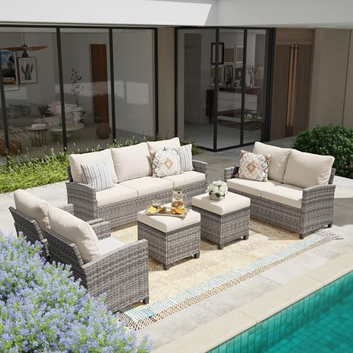 Gray Rattan/Beige Cushion