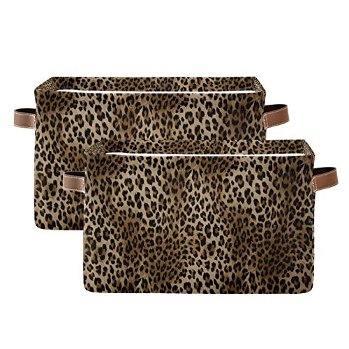 SEULIFE Foldable Storage Basket - Large Collapsible Organizer Bin with Handles for Toys, Bathroom, Nursery & Closet | Animal Print Tiger Leopard Design | Space-Saving Storage Solution for Home Organization (1 Pack)