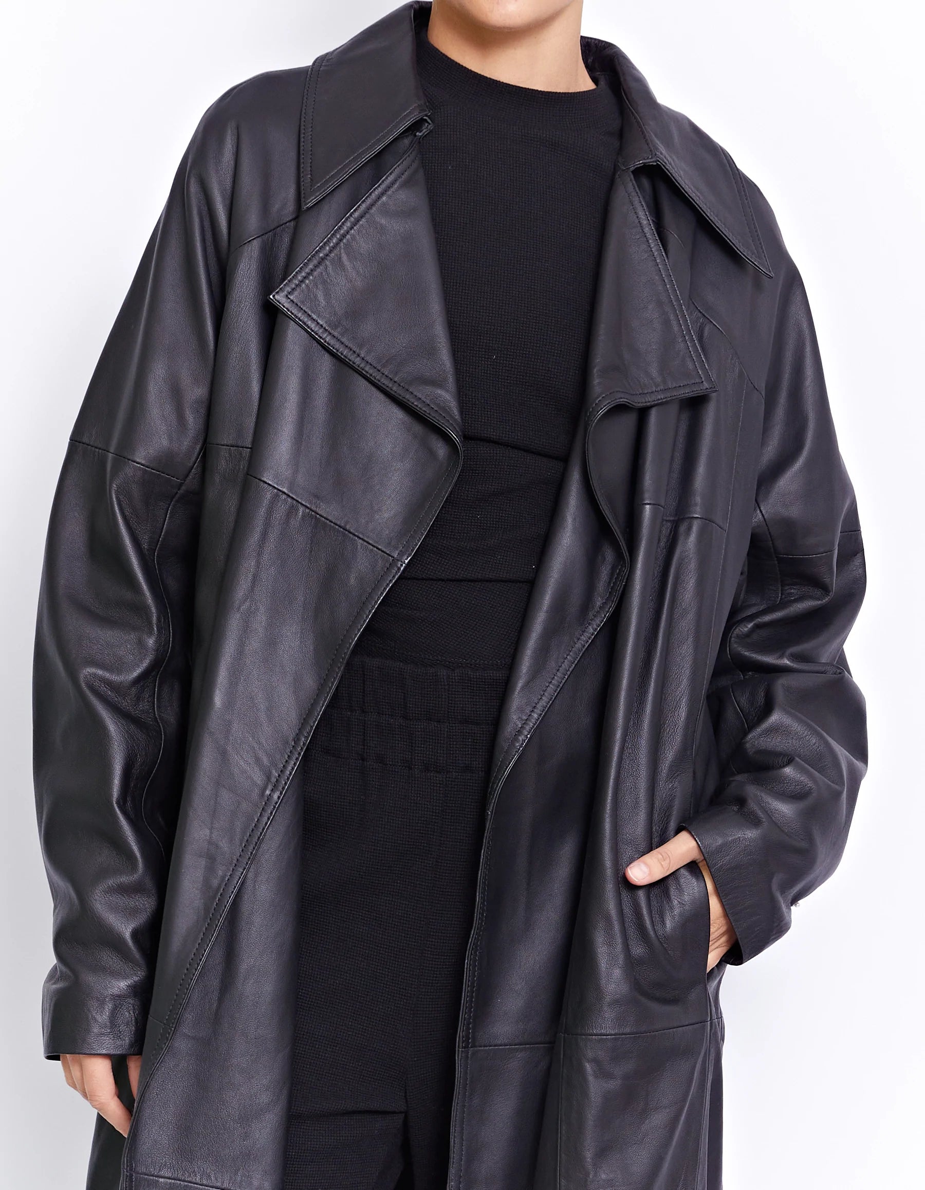 Premium Genuine Leather Trench Coat for Men & Women - Classic Waterproof Windbreaker with Belt - Perfect for Fall, Winter & Formal Occasions