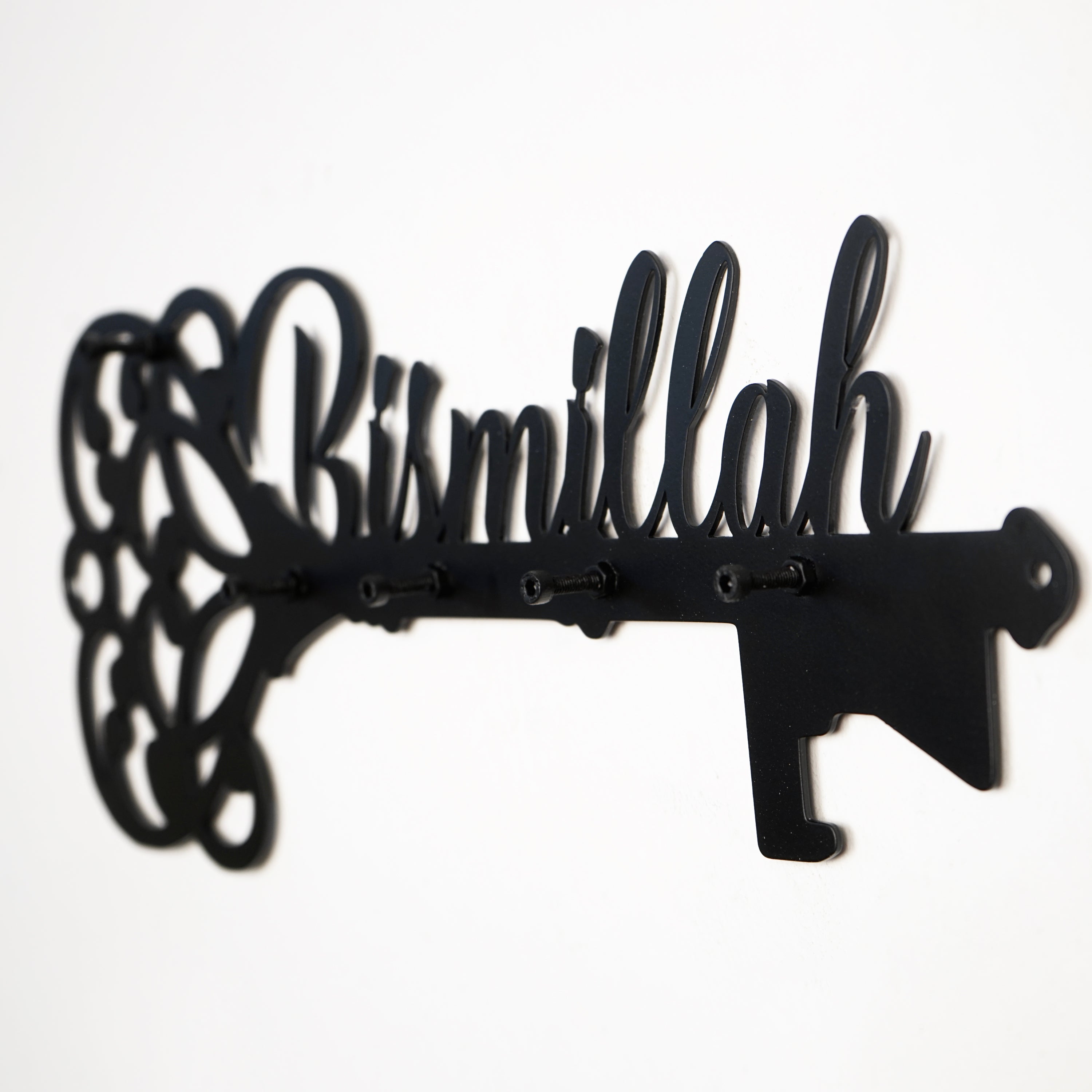 Bismillah Key Holder - Islamic Wall Art with Latin Calligraphy - Home Decor for Muslim Households, Perfect for Entryway, Living Room & Prayer Room