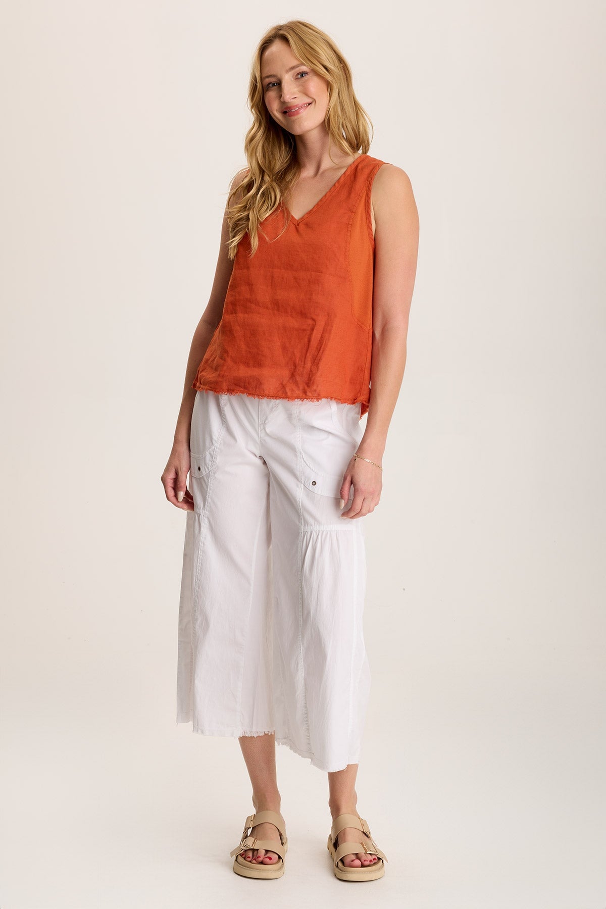 Estine Linen V Neck Tank Top for Women - Breathable Summer Casual Shirt - Perfect for Beach, Vacation & Everyday Wear