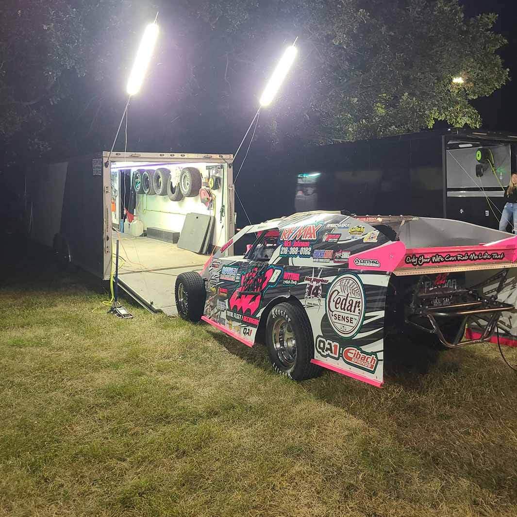 High-Intensity Racing Trailer Pit Lights – Dual 10ft Poles 20,000 Lumens LED Work Light for Motorsports, Camping & Emergency Repairs