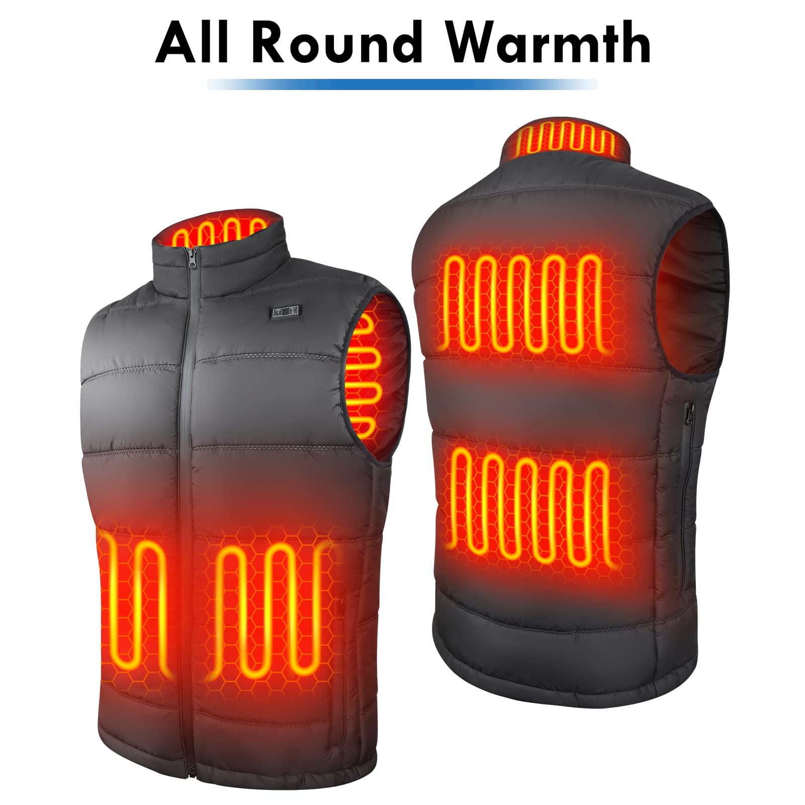 Men's Heated Vest with 7.4V Battery Pack - Lightweight Waterproof Rechargeable Electric Winter Jacket for Outdoor Activities, Hiking & Cold Weather