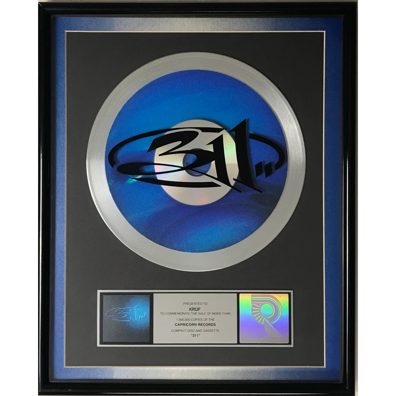 311 The Blue Album RIAA Platinum Album Award - Official Music Collectible for Fans, Display & Home Decor - Perfect for Music Lovers, Memorabilia Collections & Gift Giving