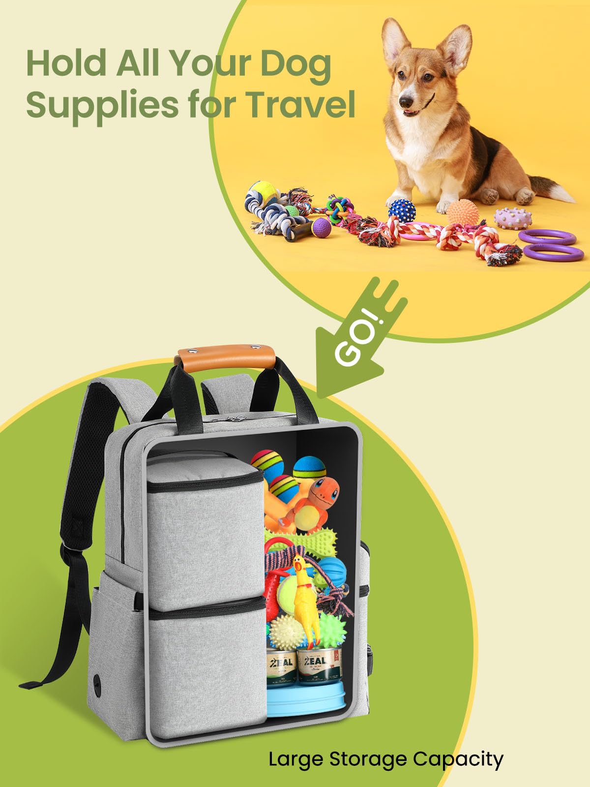 Airline Approved Dog Travel Backpack - 25L Multi-Function Pet Carrier with Storage Pockets, 2 Food Containers & Foldable Bowls - Perfect for Weekend Trips, Hiking, and Outdoor Adventures with Your Dog