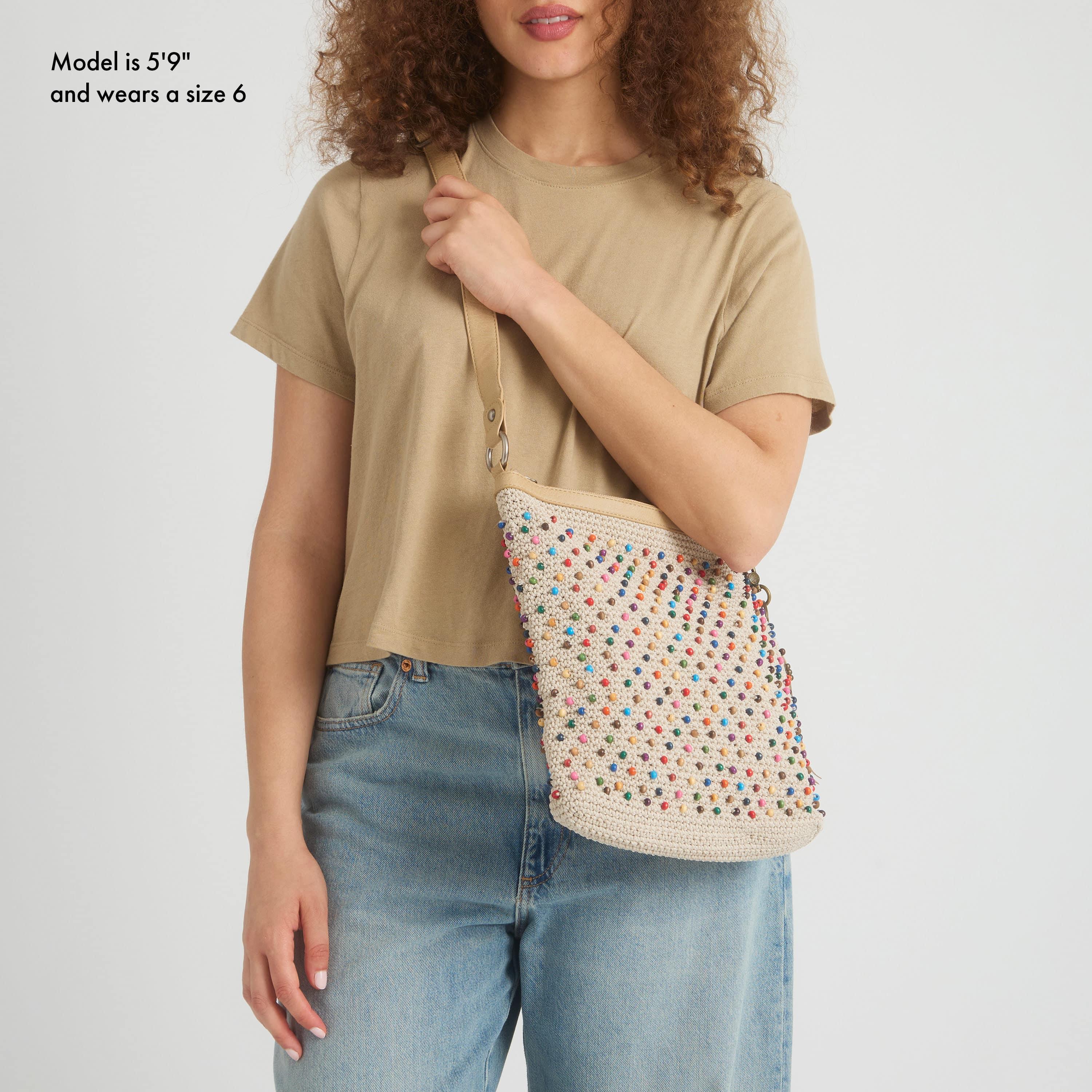 Handmade Lucia Crossbody Bag - Elegant Hand Crochet Purse with Ecru Multi Beads | Perfect for Women's Casual Outfits, Date Nights & Boho Fashion Accessories