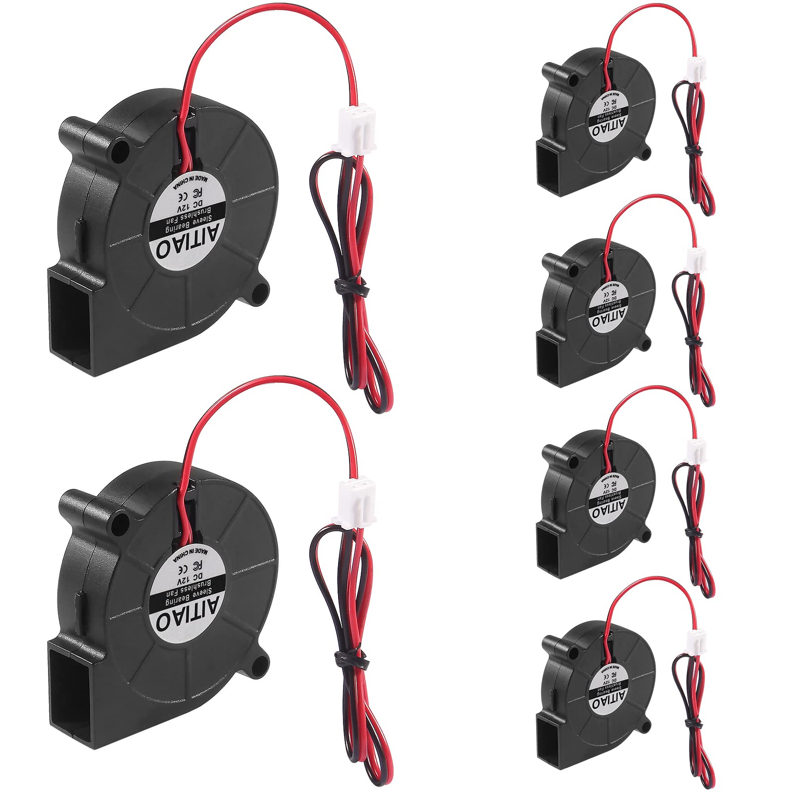 6Pcs 5015 Cooling Fan - DC 12V 50x50x15mm 3D Printer Blower Brushless Fan with 2Pin Connector - High Performance Oil Bearing Turbine Fan for 3D Printer Hotend, Extruder & Heatsink Cooling - Perfect for DIY 3D Printing Projects & Electronics Cooling Solutions