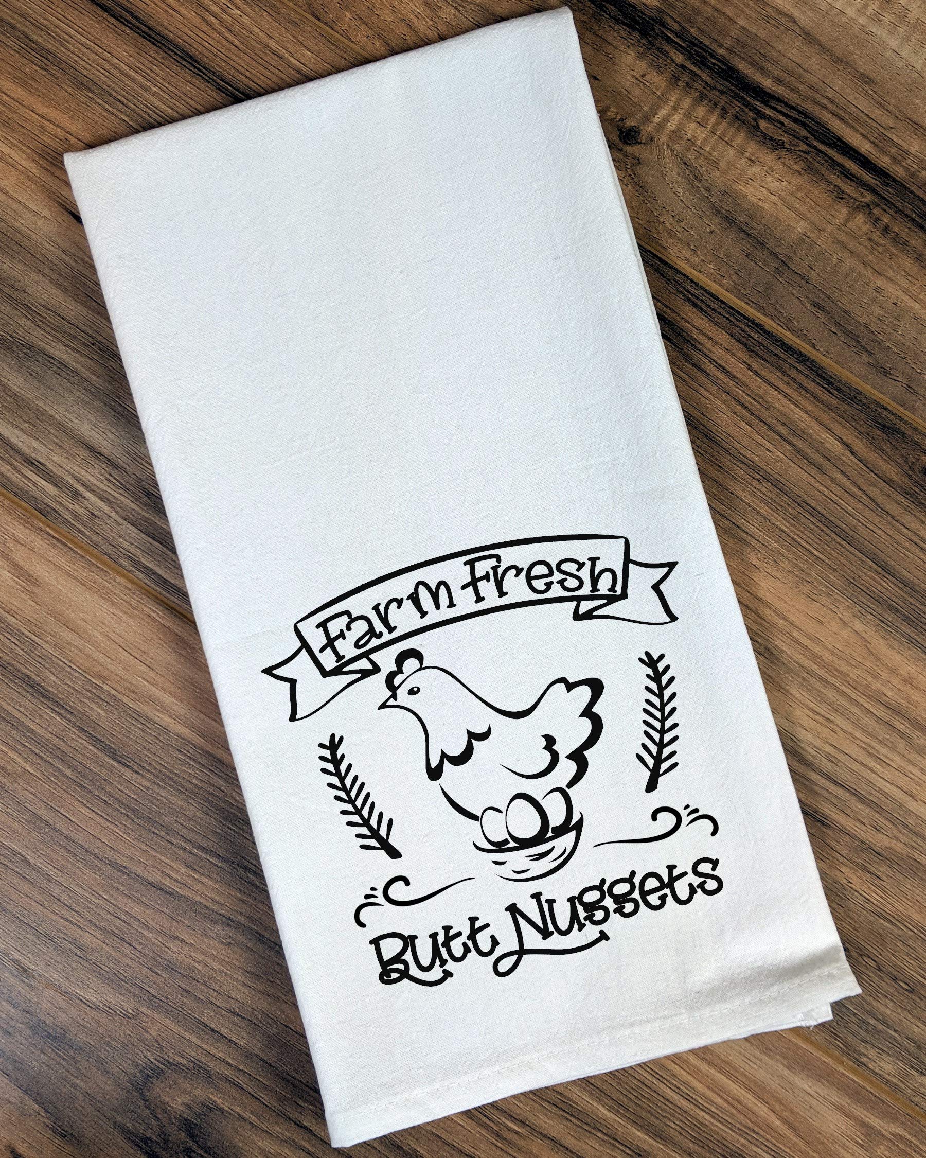 Funny Farm Fresh Chicken Eggs & Nest Tea Towel - Kitchen Flour Sack Towel for Decor, Gifts & Farmhouse Style - Perfect for Farmhouse Kitchens, Country Themed Parties & Unique Gifts