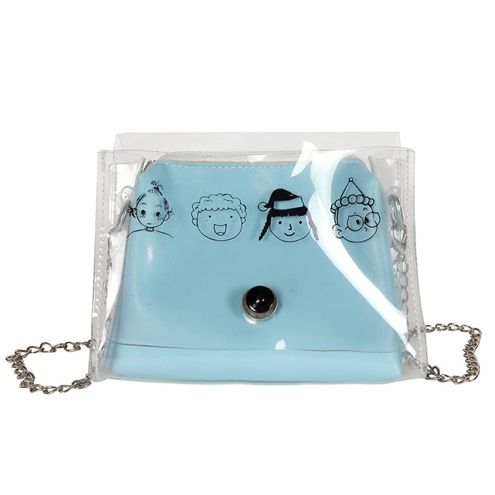 Stylish Cartoon Print PVC Crossbody Bag with Chain Strap - Cute Shoulder Purse for Women & Girls, Perfect for School, Travel, and Daily Use