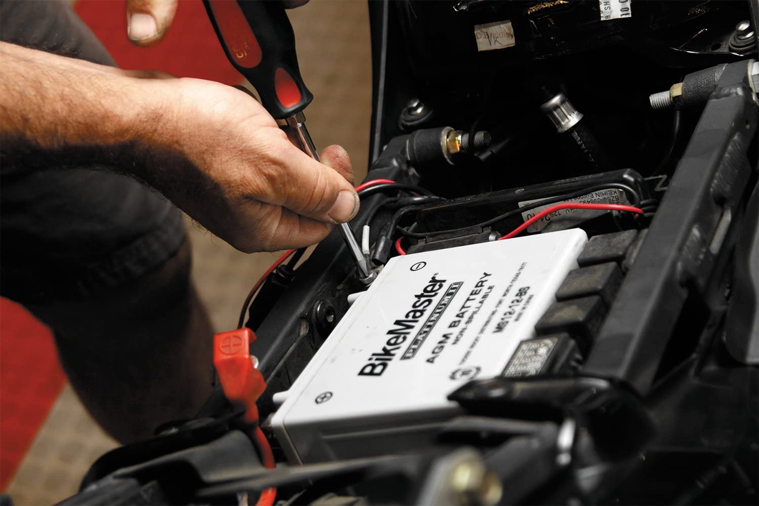 BikeMaster Platinum MS12-20CH-BS Motorcycle Battery - High Performance AGM Power Sports Battery for Harley, Honda, Yamaha & More - Perfect for Cruisers, Touring Bikes & Off-Road Adventures